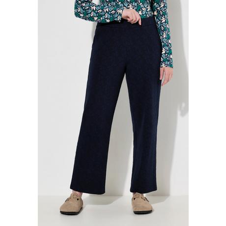 Ulla Popken  Pantalon Rose en molleton de coton bio, jambe large, imprimé feuilles 