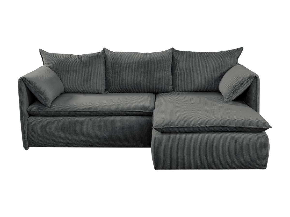 PASCAL MORABITO Divano letto in Velluto a coste Antracite - Angolo a destra - TEODORA  
