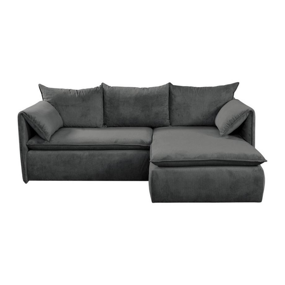 PASCAL MORABITO Ecksofa mit Schlaffunktion - Ecke rechts - Cord - Anthrazitgrau - TEODORA  