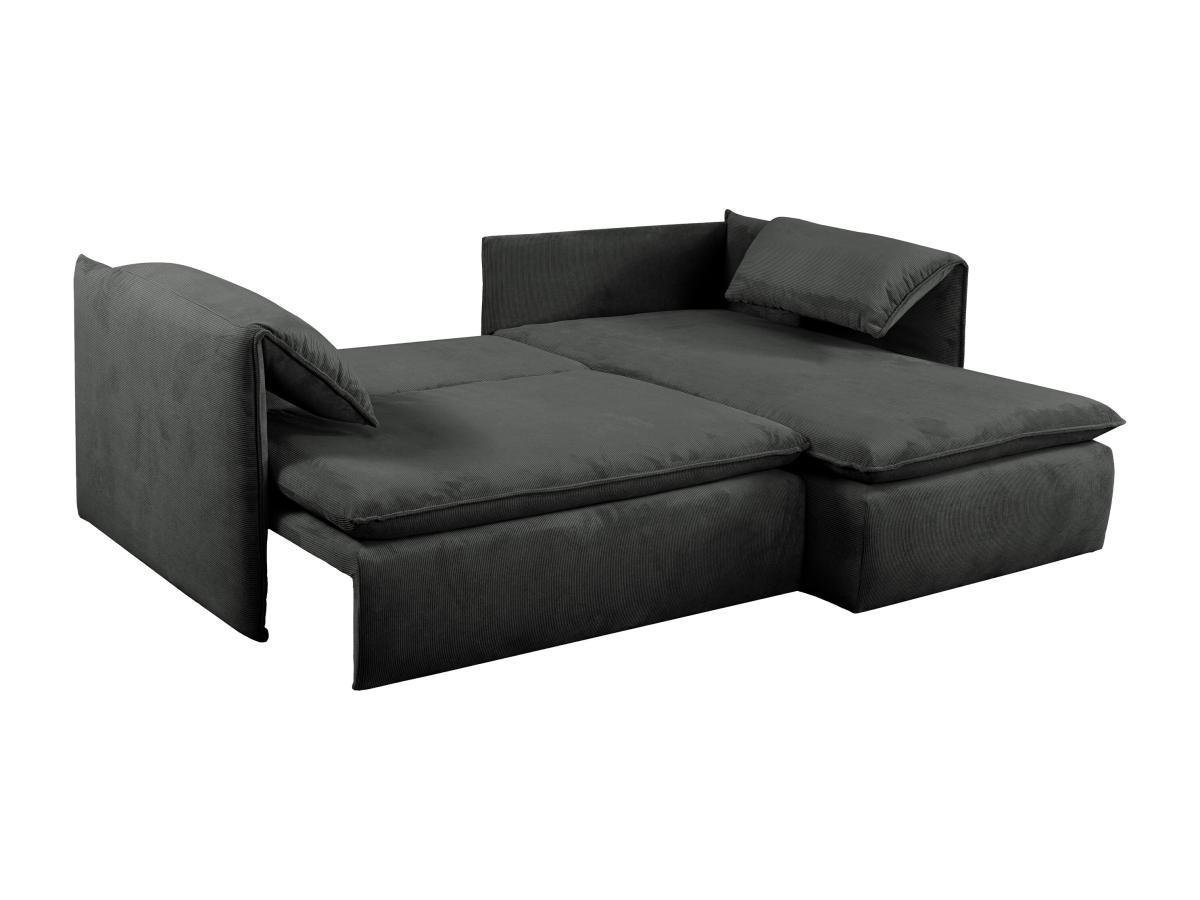 PASCAL MORABITO Divano letto in Velluto a coste Antracite - Angolo a destra - TEODORA  