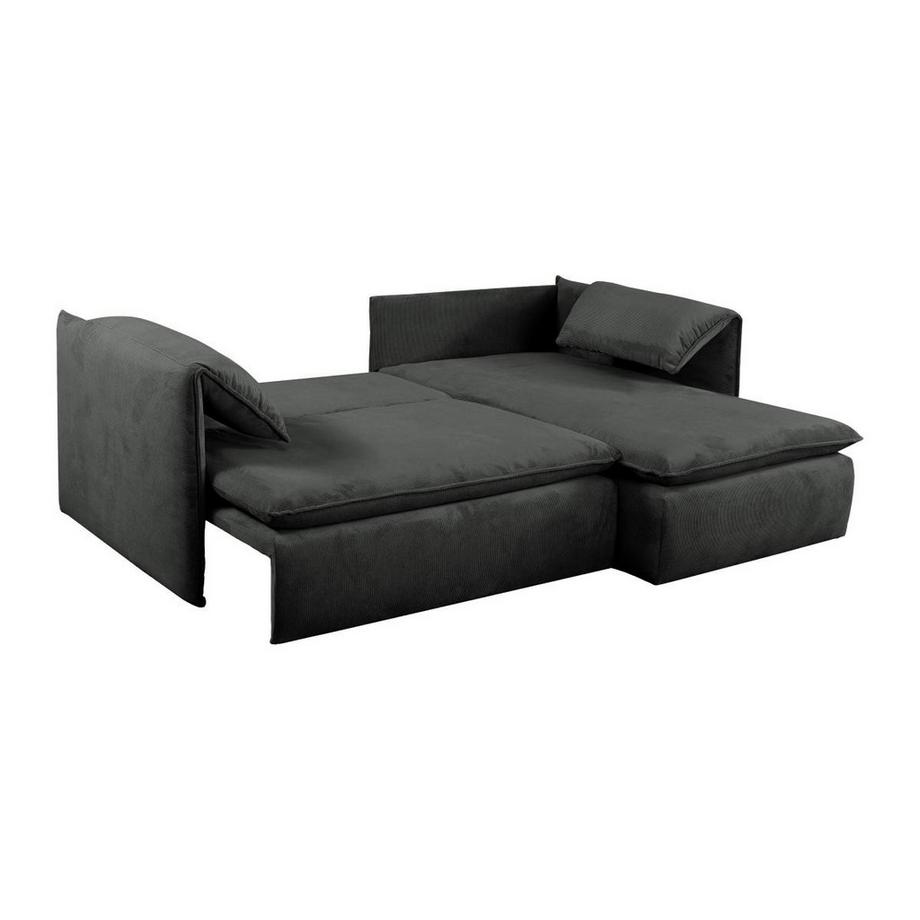 PASCAL MORABITO Ecksofa mit Schlaffunktion - Ecke rechts - Cord - Anthrazitgrau - TEODORA  