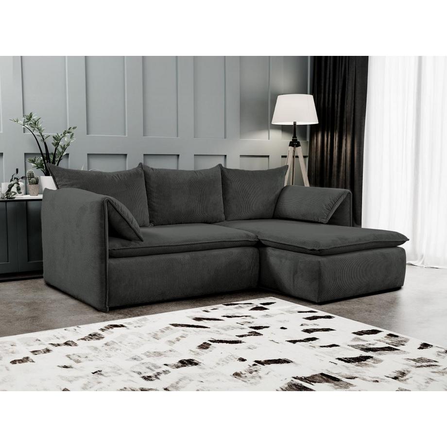 PASCAL MORABITO Ecksofa mit Schlaffunktion - Ecke rechts - Cord - Anthrazitgrau - TEODORA  