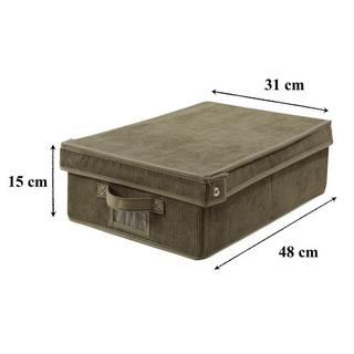 Calicosy Aufbewahrungsbox mit Deckel aus Kordstoff in Khaki - L31,5 cm  