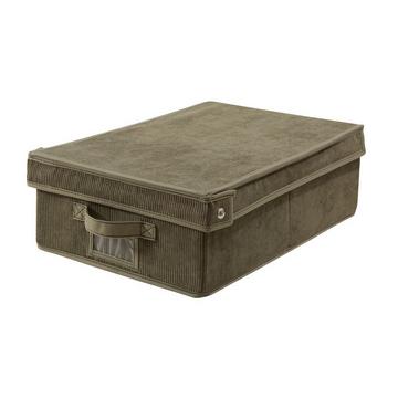 Aufbewahrungsbox mit Deckel aus Kordstoff in Khaki - L31,5 cm