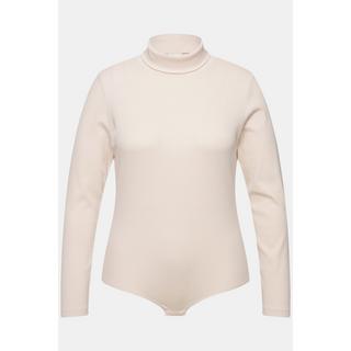 Ulla Popken  Body in jersey a costine con collo alto, maniche lunghe e cotone biologico 