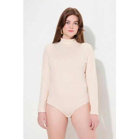 Ulla Popken  Body, Rippjersey, Stehkragen, Langarm, Biobaumwolle 