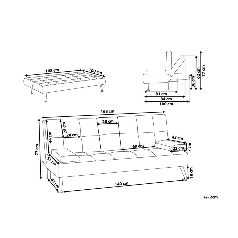 Beliani Canapé-lit en Tissu Moderne ROXEN  