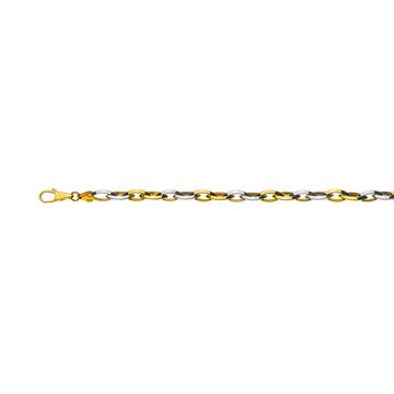Collier Navette Bicolor Gelb-/Weissgold 750, 45cm, 7x13.5mm