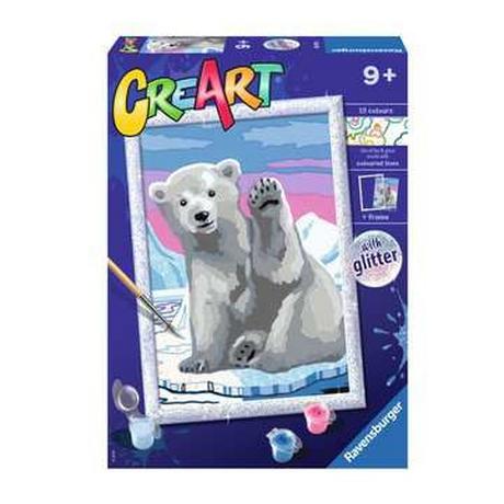 Ravensburger  Ravensburger CreArt Pawesome Polar Bear Colore per kit di verniciatura in base ai numeri 