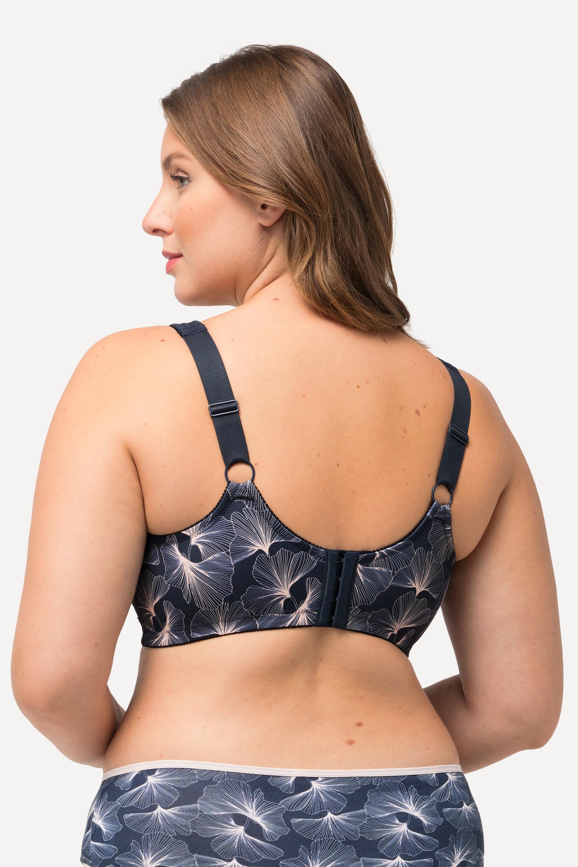 Ulla Popken  Reggiseno sostenitivo senza ferretto con fantasia con ginkgo e coppa C-H 