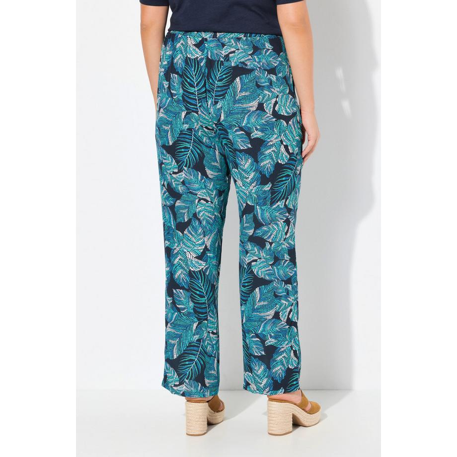 Ulla Popken Rose Hose weites Bein Krepp Elastikbund  