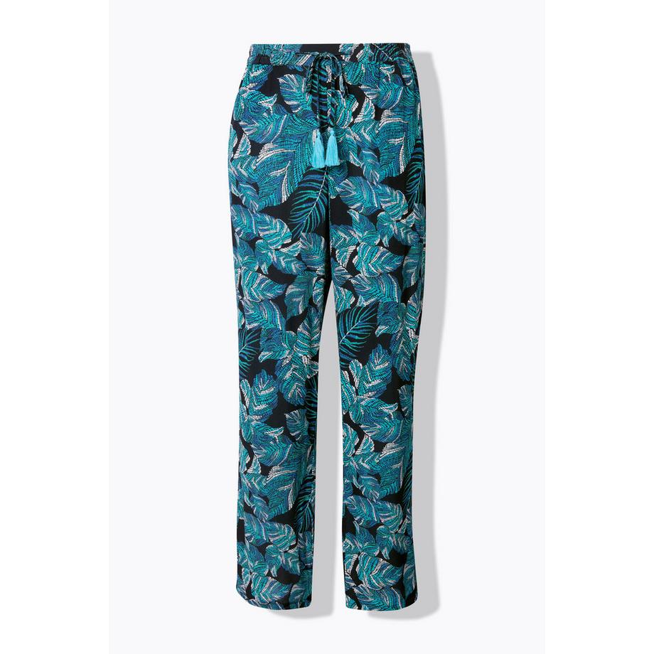 Ulla Popken Rose Hose weites Bein Krepp Elastikbund  