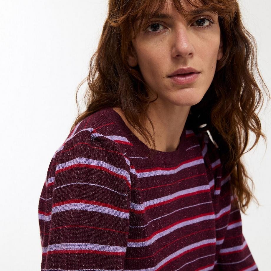 La Redoute Collections Gestreifter Rundhals-Feinstrickpullover mit Glanzgarn  