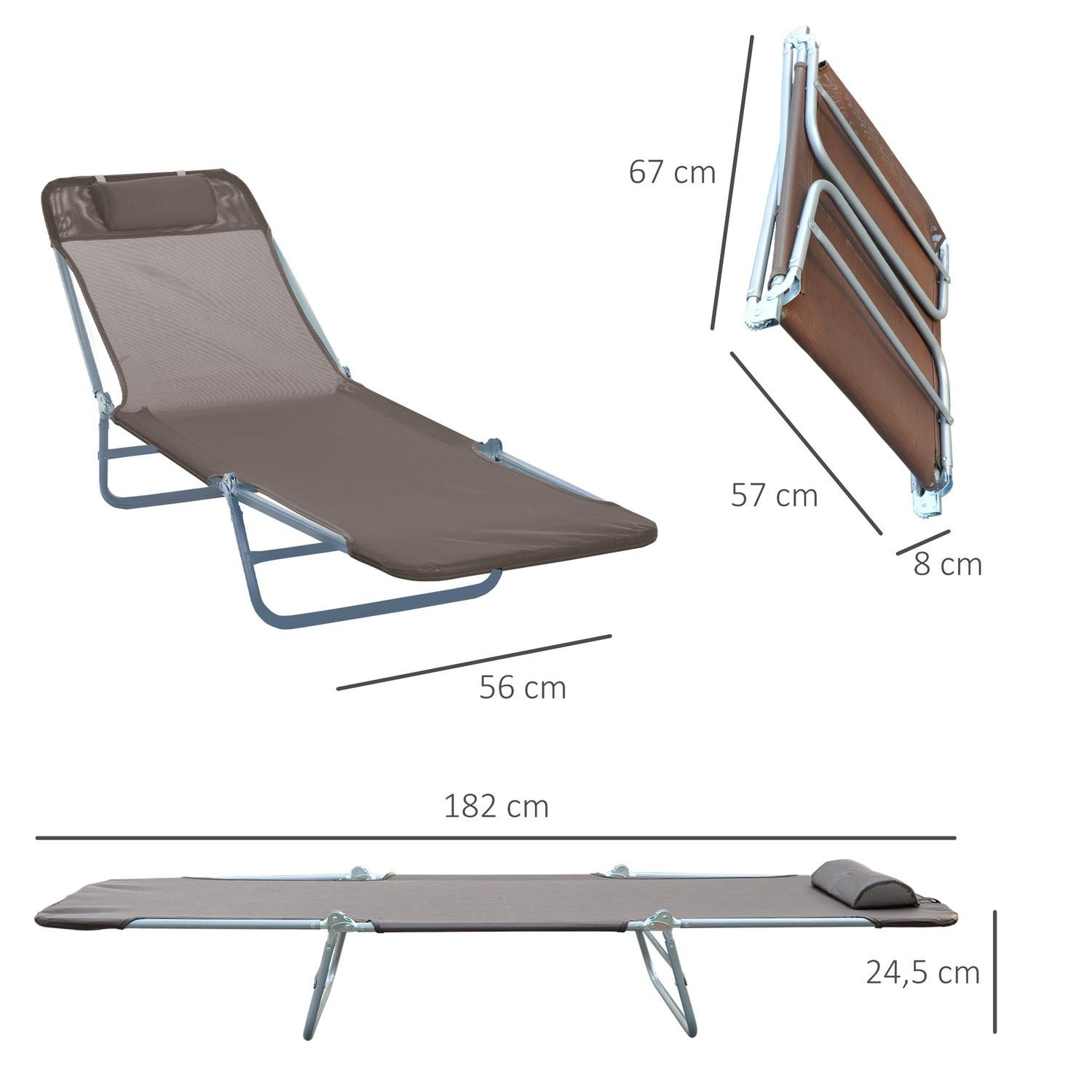 Outsunny Lettino Prendisole, Lettino Da Giardino, Lettino Relax, Lettino Da Bagno, Lettino A Due Gambe, Marrone Per Giardino E Terrazzo  