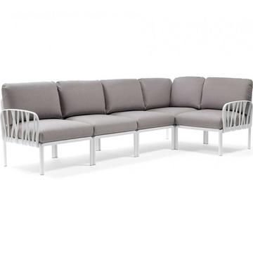 Chaise longue de jardin Komodo (5 pièces) blanc gris