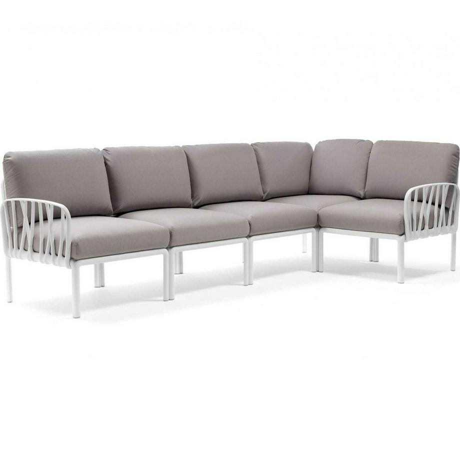 Chaise longue de jardin Komodo (5 pièces) blanc gris