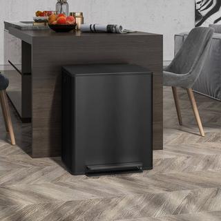 Northio Mülleimer 2x25L Treteimer Edelstahl mit Deckel & Fußpedal, Kosmetikeimer mit Inneneimer für Wohnzimmer & Büro, 47,7x37,5x56cm  