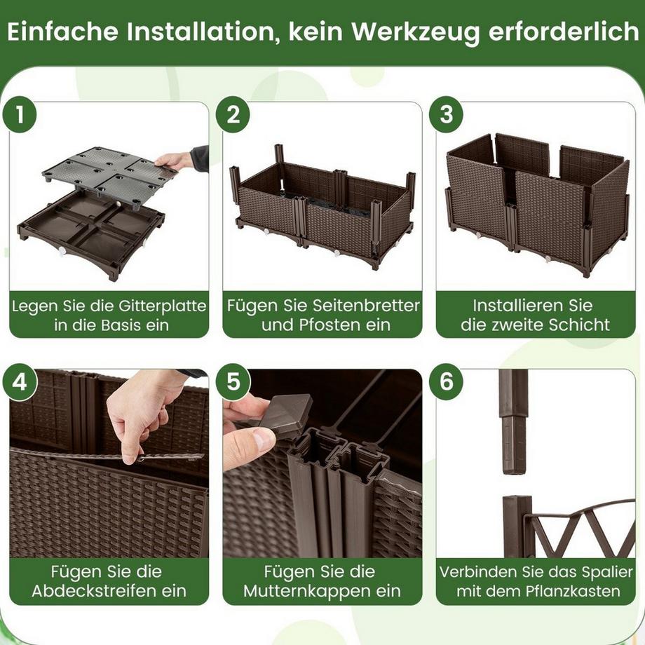 Northix Pflanzkasten mit Spalier, selbstbewässernd  