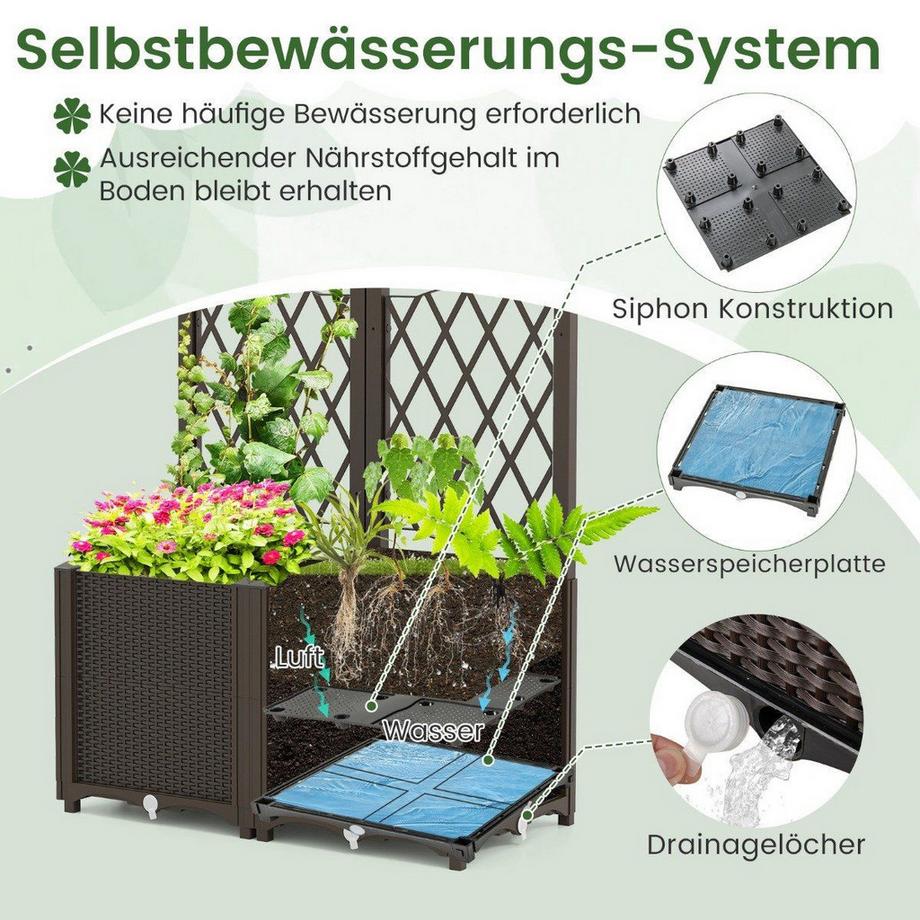 Northix Pflanzkasten mit Spalier, selbstbewässernd  