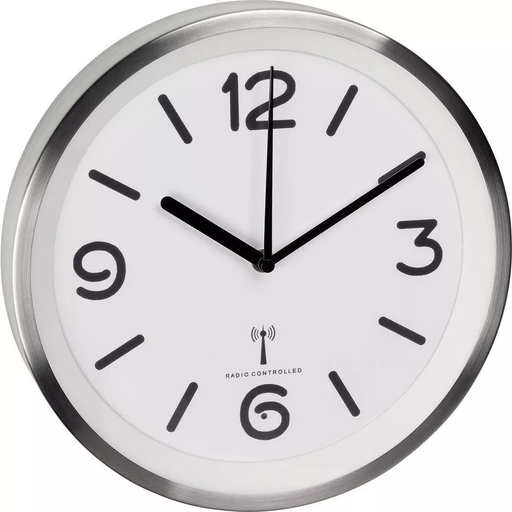 TFA Dostmann 60.3535.02 radiopiloté(e) Horloge murale 253 mm x 42 mm aluminium (brossé)