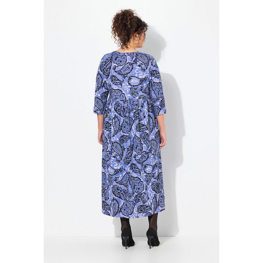 Ulla Popken Paisley A-Linie Kleid V-Ausschnitt 3/4 Arm  