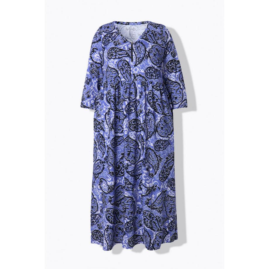 Ulla Popken Paisley A-Linie Kleid V-Ausschnitt 3/4 Arm  