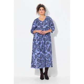 Ulla Popken  Robe, Motif Paisley, Coupe A-Ligne, Encolure V, Manches 3/4 