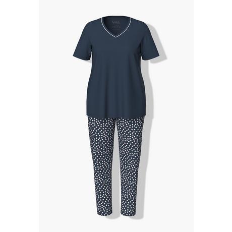 Ulla Popken  Pyjama, Punkte, V-Ausschnitt, Halbarm, Taschen 