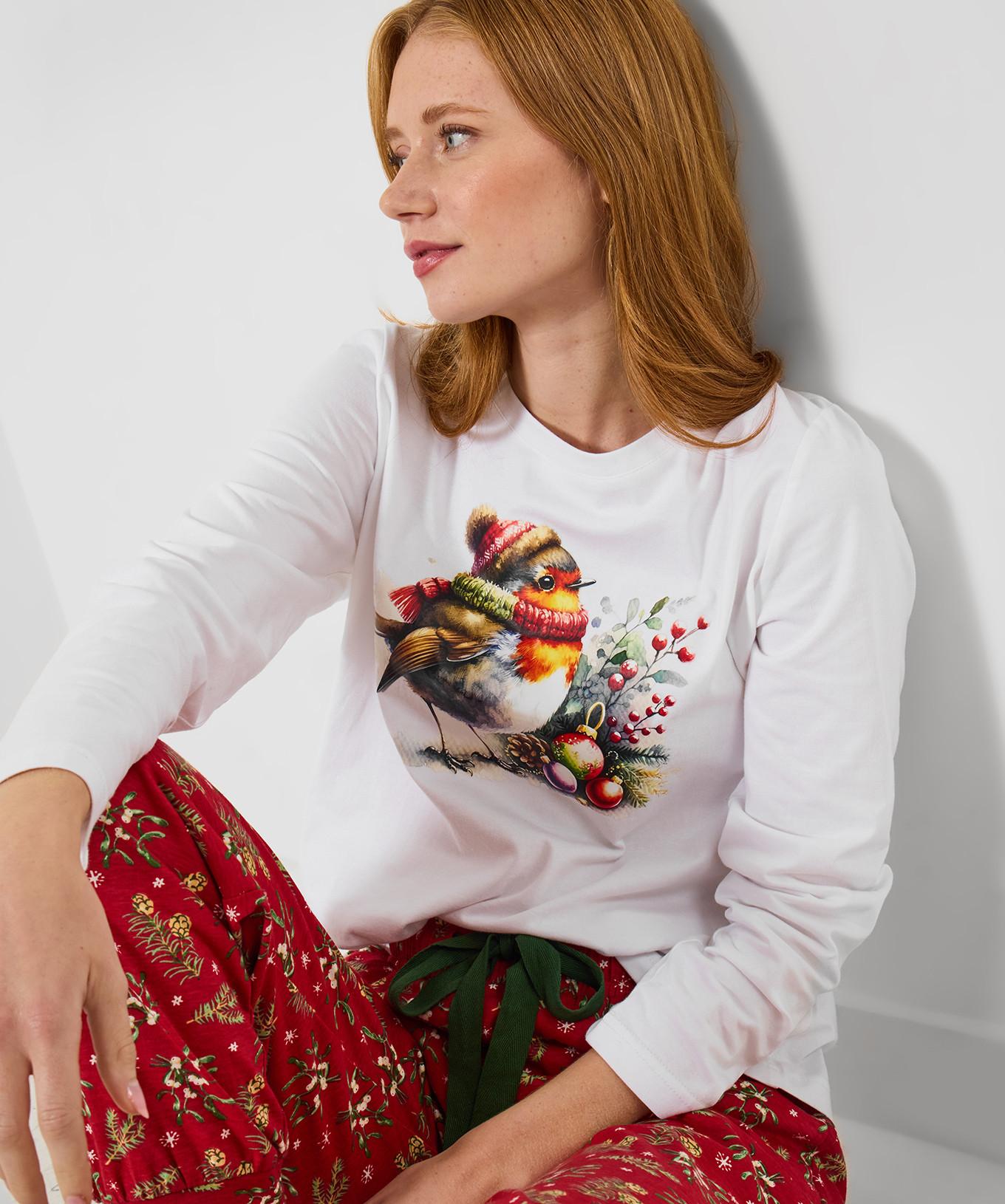 Joe Browns Festliches Pyjama-Set mit Rotkehlchen-Print  