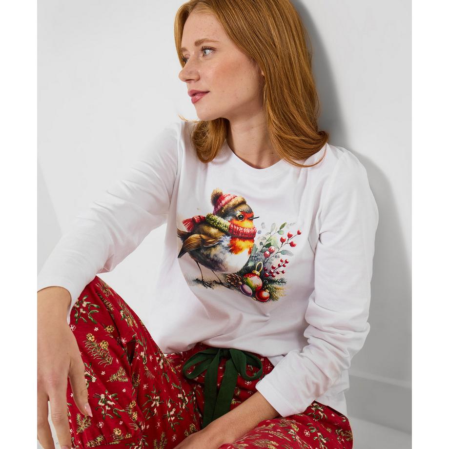 Joe Browns Festliches Pyjama-Set mit Rotkehlchen-Print  