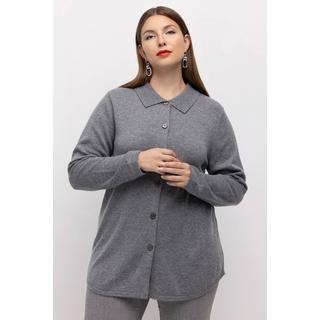 Ulla Popken  Maglione in misto lana con collo da camicia e maniche lunghe 