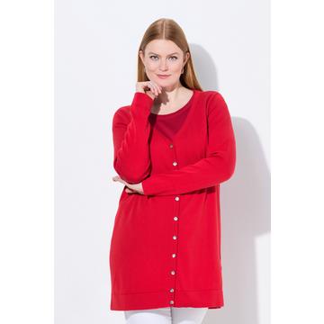 Cardigan long en coton Pima. Décolleté V et manches longues