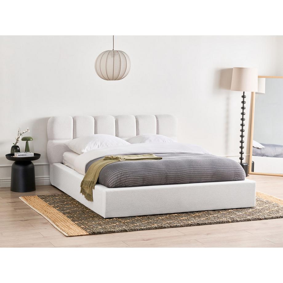 Beliani Bett mit Stauraum aus Stoff  BASTON  