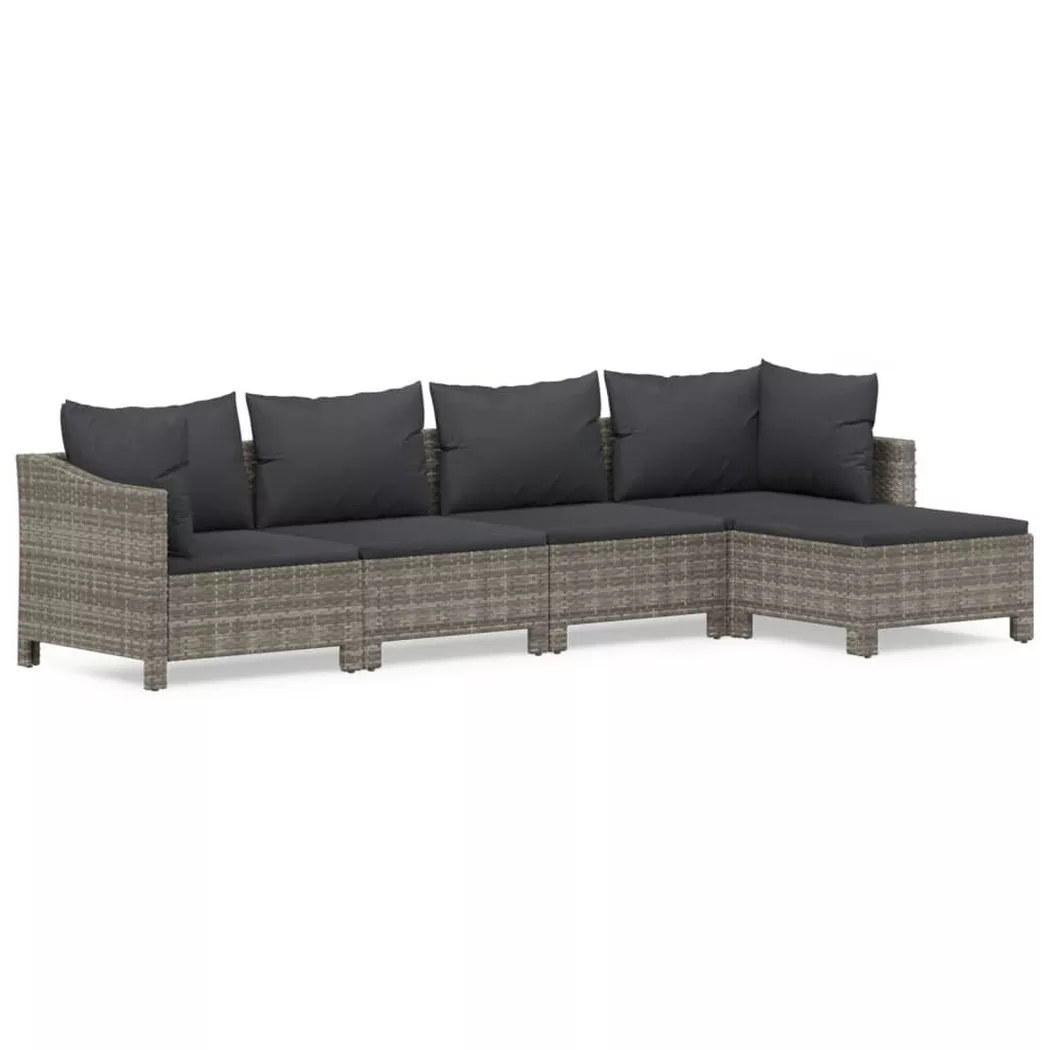 vidaXL Salon de jardin 5 pcs avec coussins Gris Résine tressée