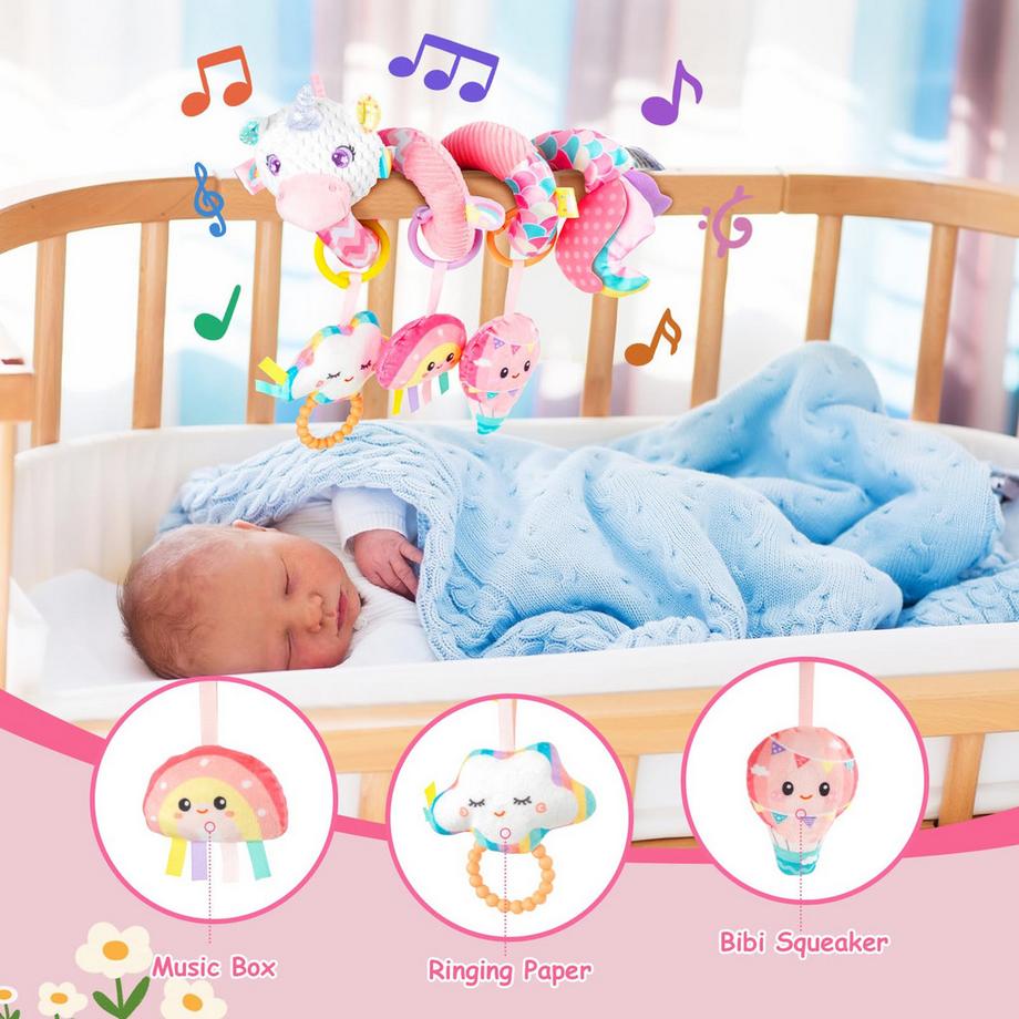 Activity-board  Kinderwagen Spielzeug, Spirale mit Musik, Krippe oder Autositz Spielzeug, Geschenk für ein Neugeborenes 