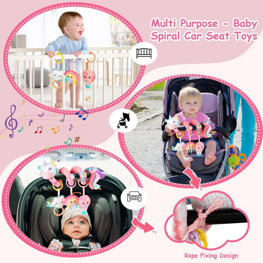 Activity-board  Kinderwagen Spielzeug, Spirale mit Musik, Krippe oder Autositz Spielzeug, Geschenk für ein Neugeborenes 