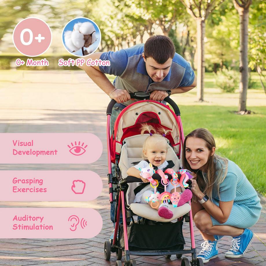 Activity-board  Kinderwagen Spielzeug, Spirale mit Musik, Krippe oder Autositz Spielzeug, Geschenk für ein Neugeborenes 