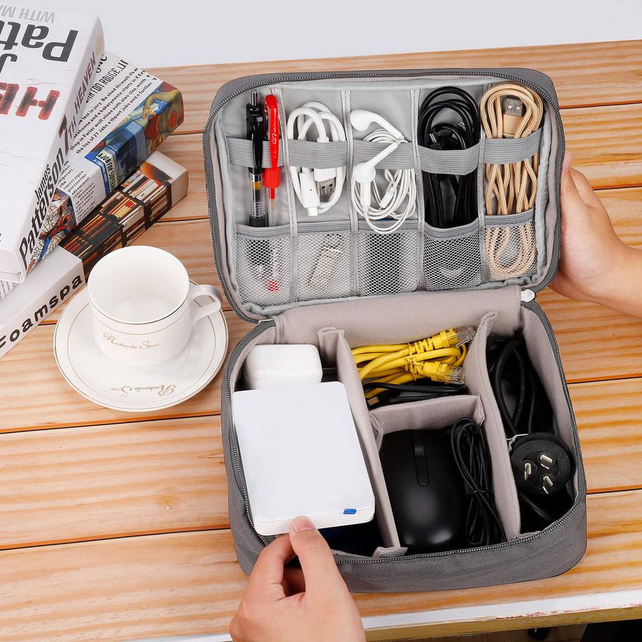 Only-bags.store  Elektronische Tasche Großer Organizer für elektronisches Zubehör Wasserdichte Kabeltasche für Kabel SD-Karten Festplatten Powerbank USB-Sticks 