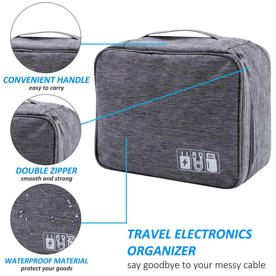Only-bags.store  Elektronische Tasche Großer Organizer für elektronisches Zubehör Wasserdichte Kabeltasche für Kabel SD-Karten Festplatten Powerbank USB-Sticks 