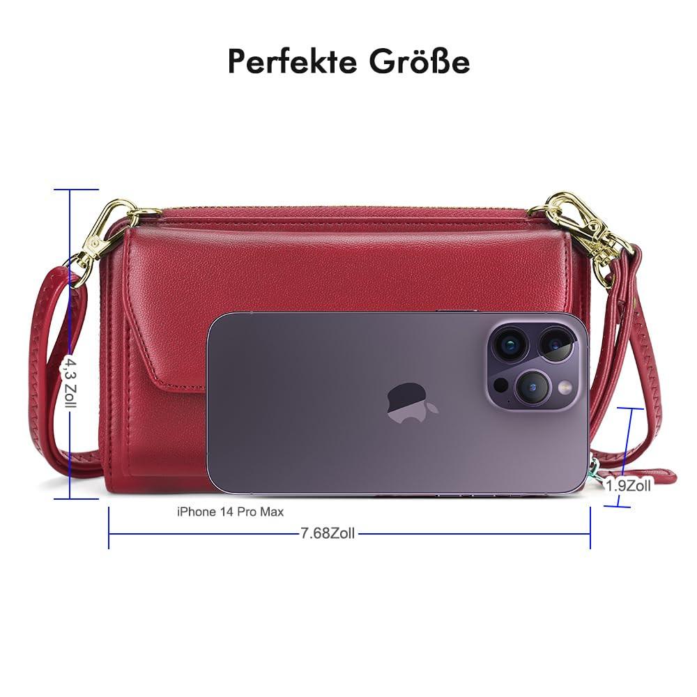 Only-bags.store Portafoglio Piccolo Scomparti Carte Credito Tasca Telefono Cerniera 2 Cinghie  