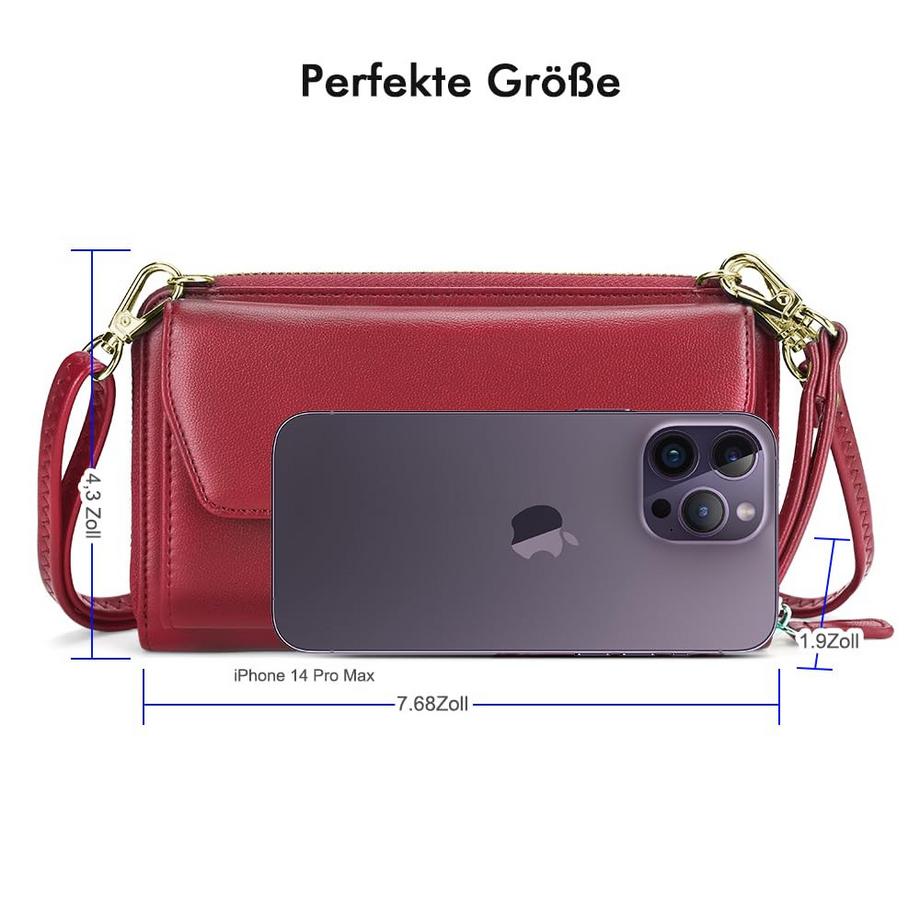 Only-bags.store Petit Portefeuille Fentes Cartes Crédit Poche Téléphone Zippée 2 Bretelles  