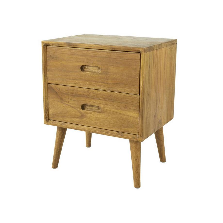 Vente-unique Table de chevet 2 tiroirs - Bois de mindi - Coloris : Naturel - PONIDA  