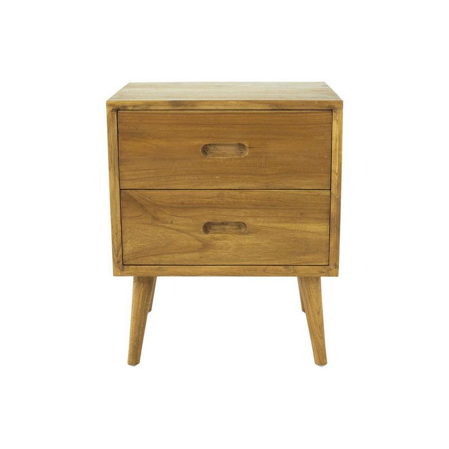 Vente-unique Table de chevet 2 tiroirs - Bois de mindi - Coloris : Naturel - PONIDA  
