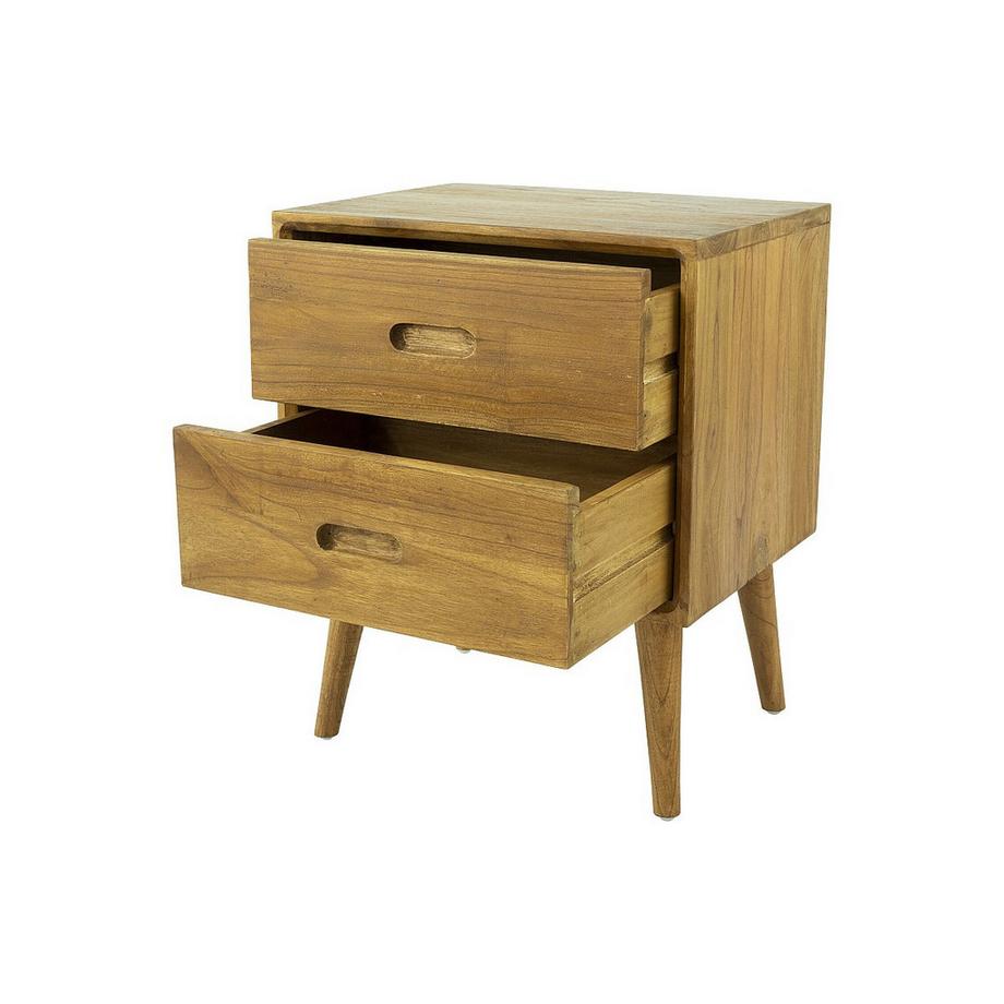 Vente-unique Table de chevet 2 tiroirs - Bois de mindi - Coloris : Naturel - PONIDA  