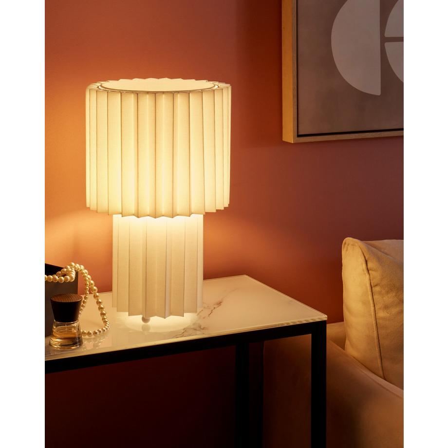 Beliani Lampe à poser en Lin  ALFEIOS  