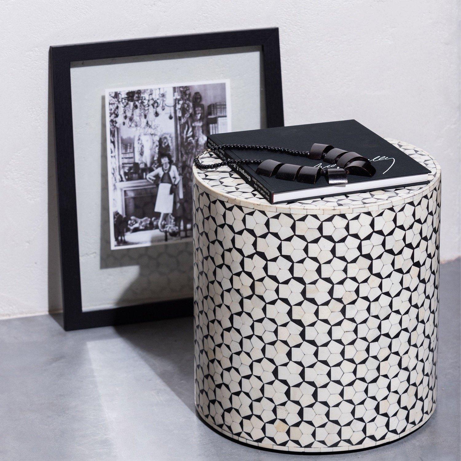 mutoni Table d'appoint Neva noir/blanc  