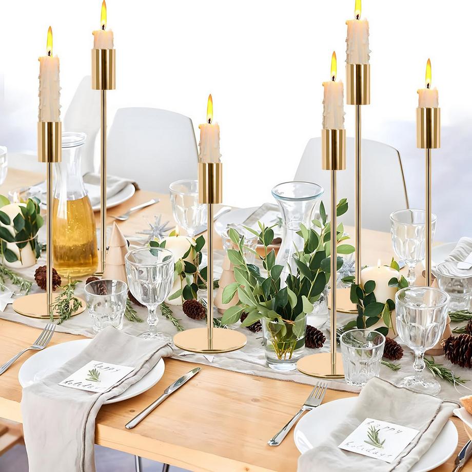 Alopini  Bougeoir 6 Set, Bougeoir en métal, Bougeoir haut, Bougies décoratives vintage élégantes et luxueuses 