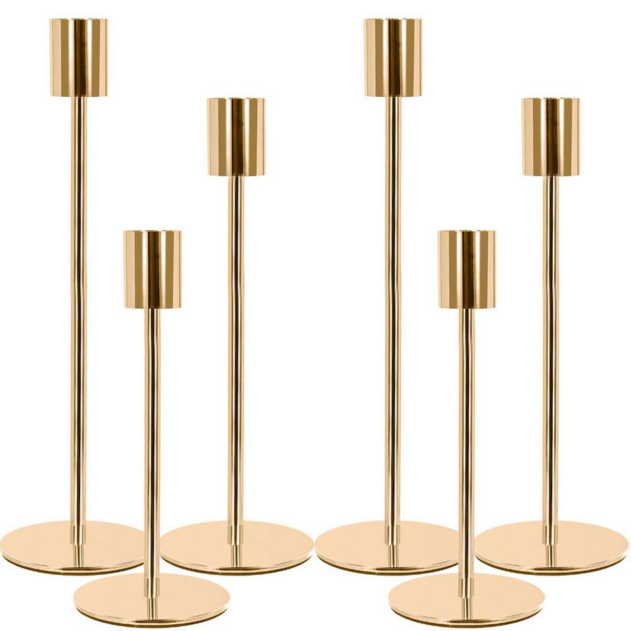 Alopini  Bougeoir 6 Set, Bougeoir en métal, Bougeoir haut, Bougies décoratives vintage élégantes et luxueuses 