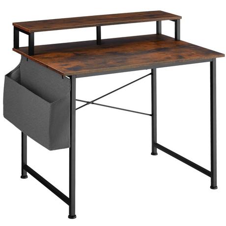 Tectake Table de bureau avec étagère de rangement et poche en tissu  