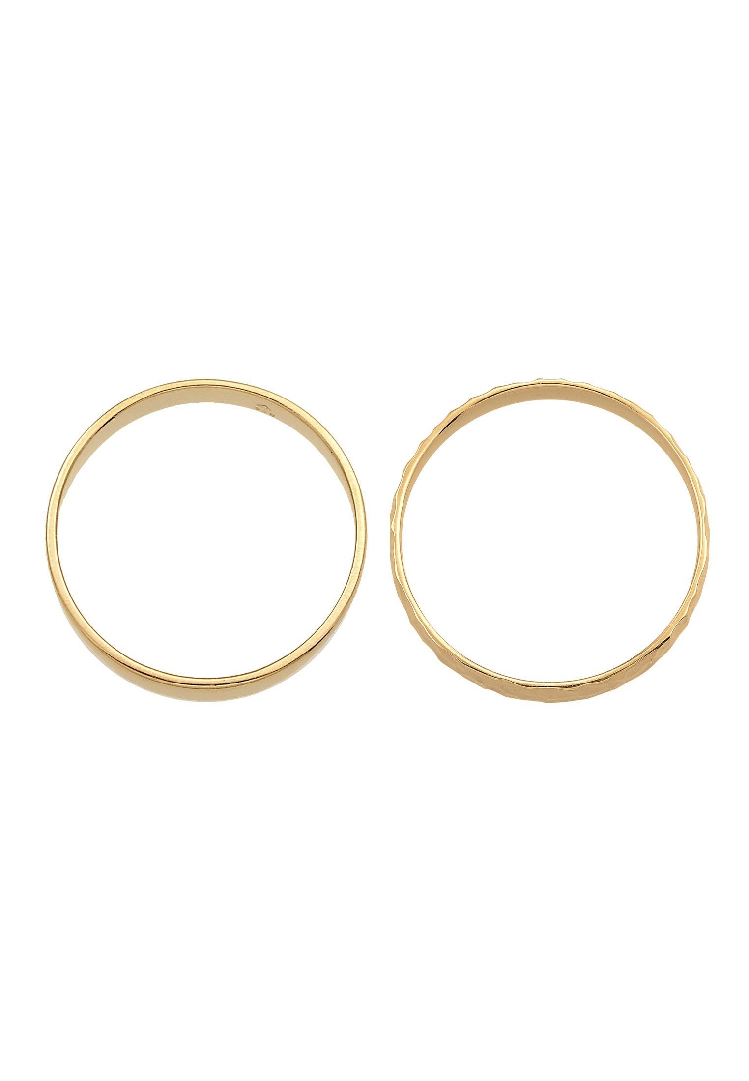 Kuzzoi  Ring Set Unisex Basic Gehämmert 925 Silber 